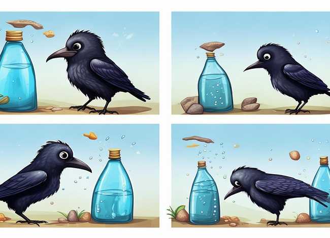 儿童连环画图片4幅简单乌鸦喝水 - 4个简单幼儿连环画图片乌鸦喝水