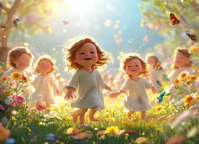 天堂的儿童绘画，天堂的儿童绘画图片