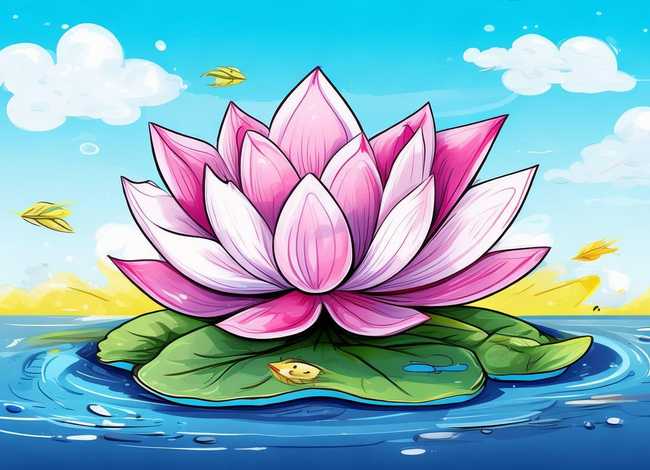 儿童图画作品；儿童图画作品图片荷花简单