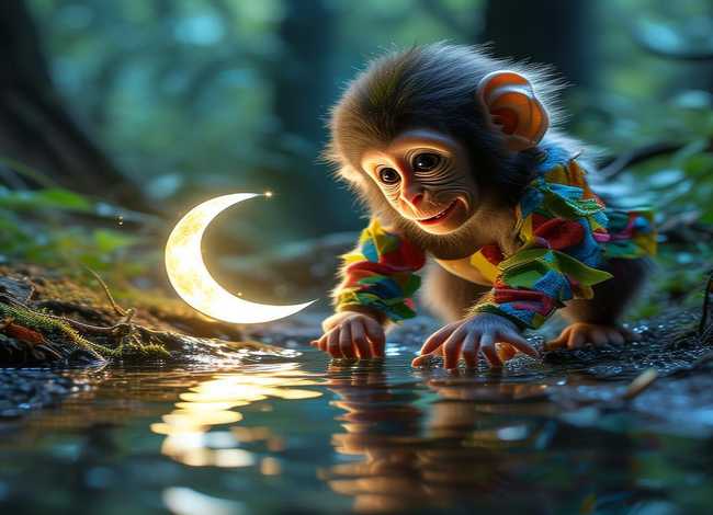 幼儿猴子捞月故事；猴子捞月亮幼儿故事