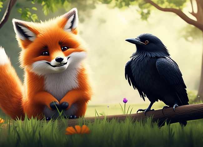 儿童版狐狸和乌鸦的故事 幼儿狐狸和乌鸦的故事