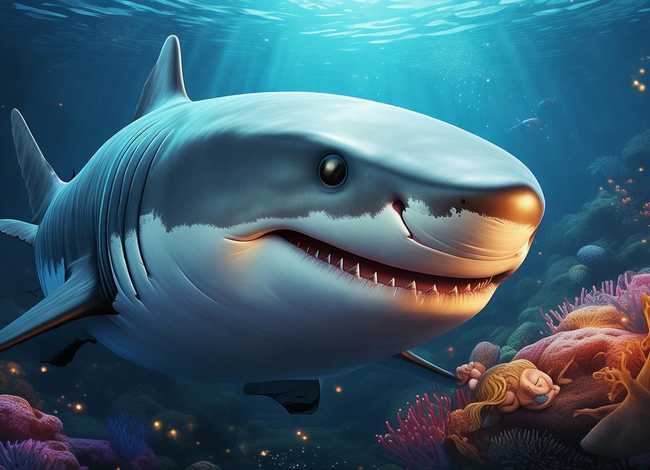 大鲨鱼故事儿童睡前（大鲨鱼的睡前故事）