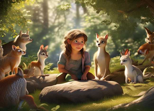 动物听故事看图写话（看图写话动物们听小女孩讲故事）