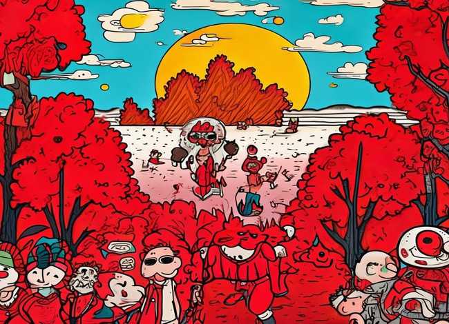 儿童漫画红色主题手绘、儿童漫画红色主题手绘图片