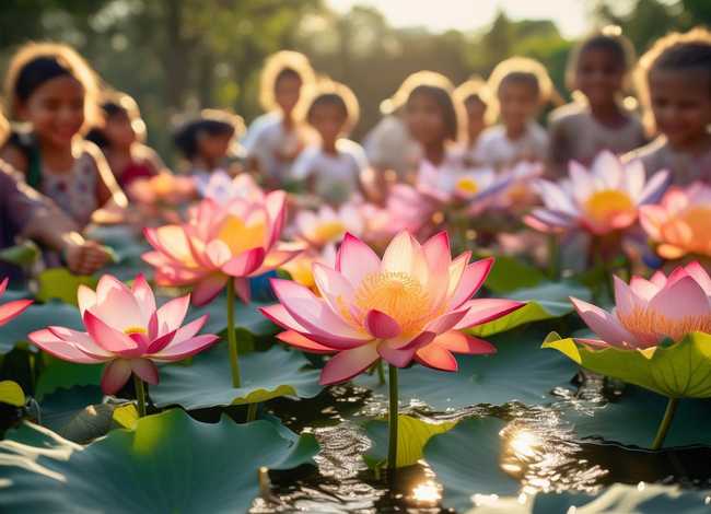 儿童荷花图片；儿童荷花图片大全