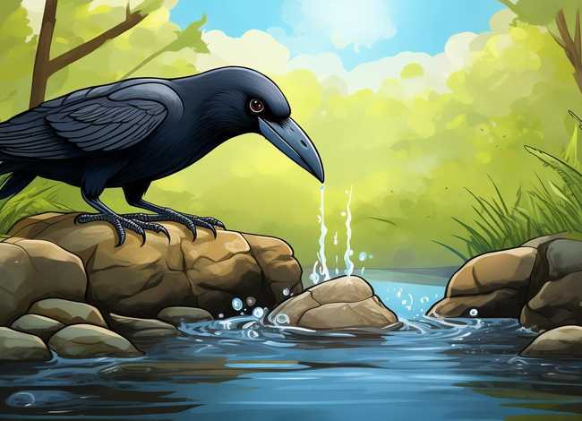 儿童故事连环画乌鸦喝水 - 手绘乌鸦喝水故事连环图咋画