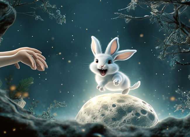 嫦娥收玉兔儿童故事，阿布故事嫦娥收玉兔