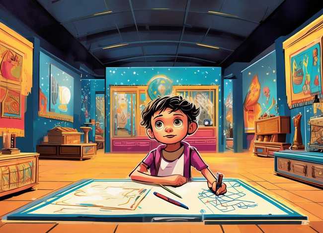 博物馆简笔画儿童画 博物馆内部儿童简笔画