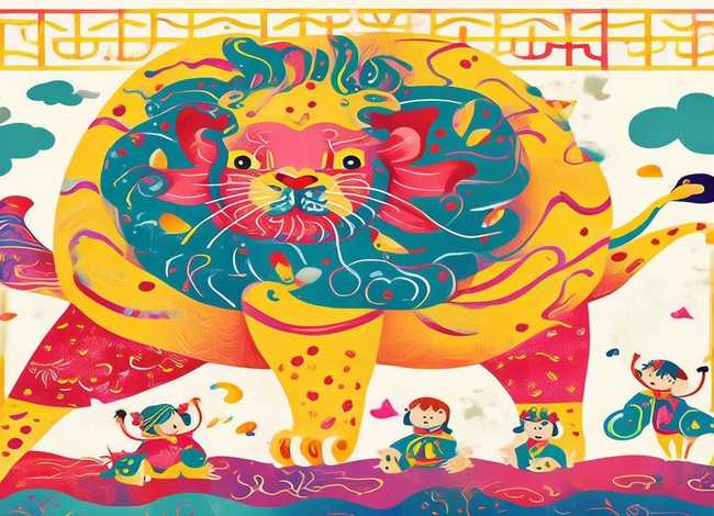 醒狮儿童画 醒狮儿童画模板 醒狮儿童画 醒狮儿童画模板