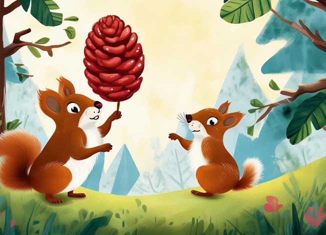 儿童绘本故事松鼠摘松果、小松鼠摘松果的绘本故事