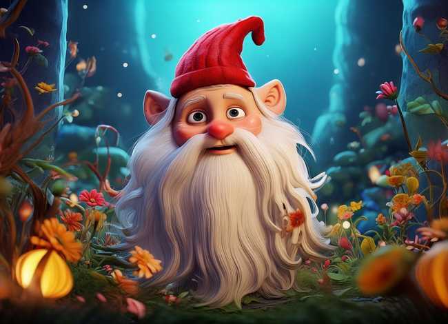 儿童插画图书；儿童插画图书戴红帽子白胡子精灵