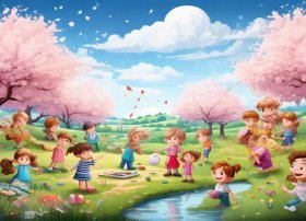 春天的故事儿童画，春天的故事幼儿画