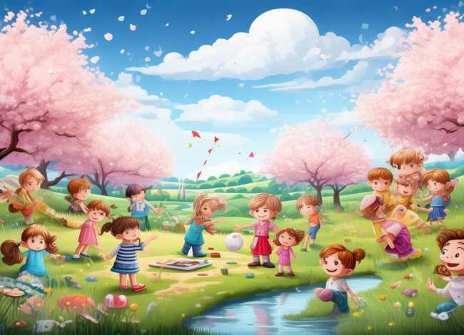 春天的故事儿童画，春天的故事幼儿画