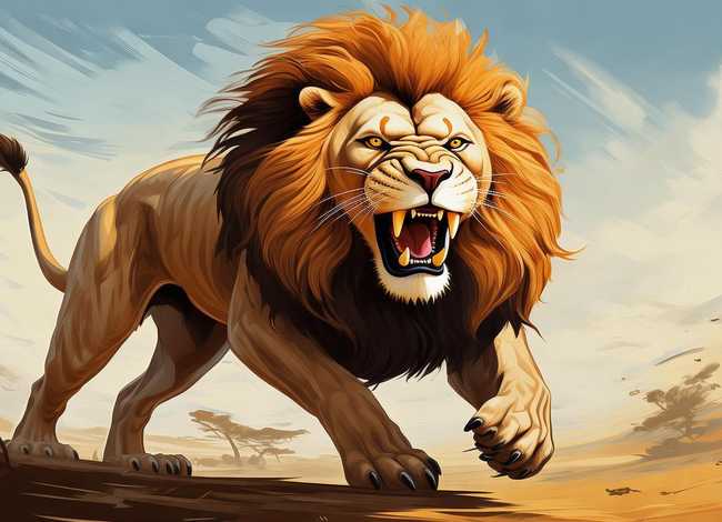 狮吼简笔画 - 吼叫的狮子简笔画