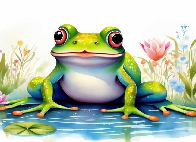 小青蛙儿童画 - 小青蛙儿童画水彩