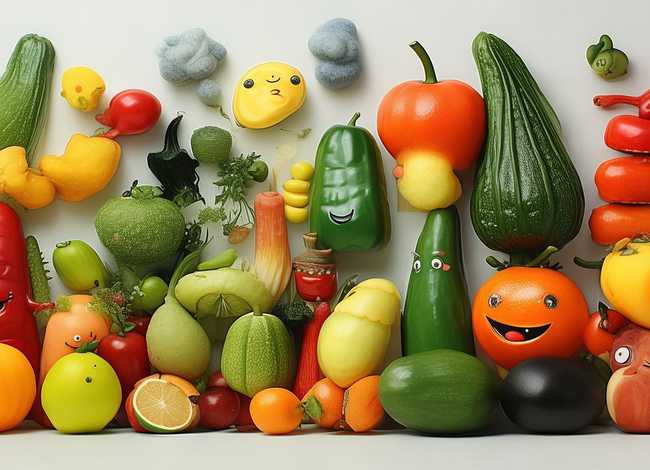 儿童用水果蔬菜创意图案、儿童蔬菜水果创意作品图