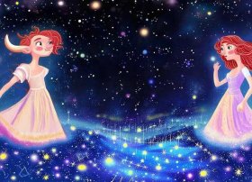 神话故事儿童画牛郎织女、神话故事牛郎织女手抄报