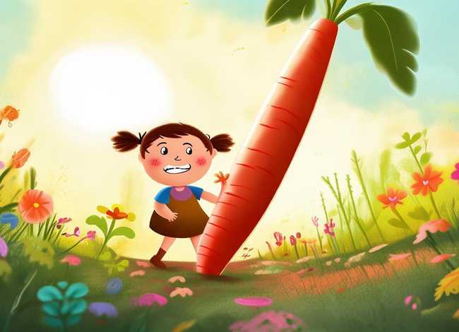 儿童故事1-3岁经典故事拔萝卜；幼儿故事拔萝卜场景图