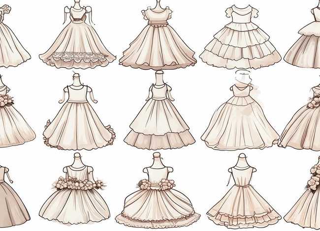 儿童婚纱简笔画；儿童婚纱简笔画大全