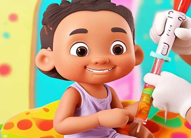 打疫苗漫画手绘儿童；疫苗打针漫画