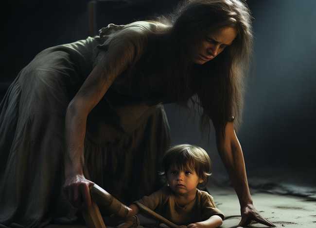 虐待儿童视频，女人虐待儿童