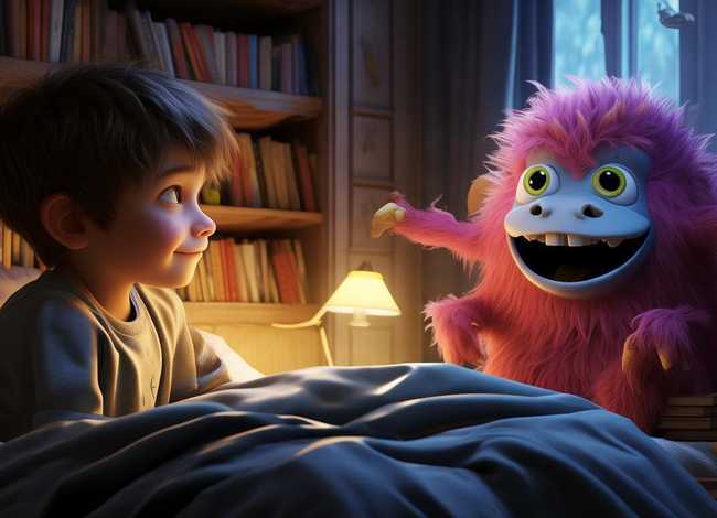 儿童妖怪故事睡前故事、睡前故事妖怪和男孩