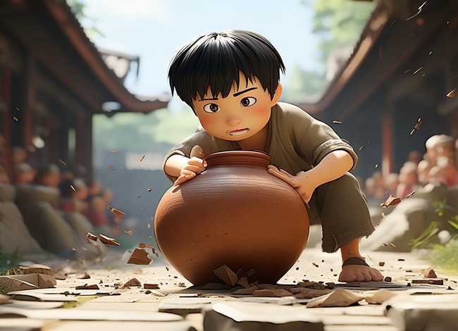 司马光砸缸的故事儿童故事图片（司马光砸缸的故事图片动漫）