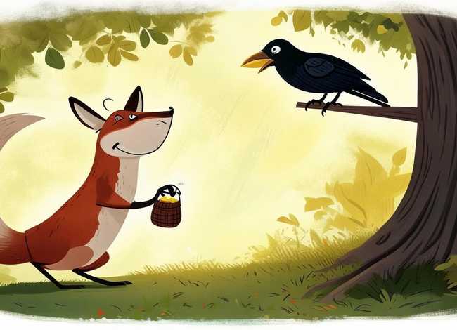 乌鸦与狐狸 的故事 乌鸦与狐狸 的故事内容怎么画