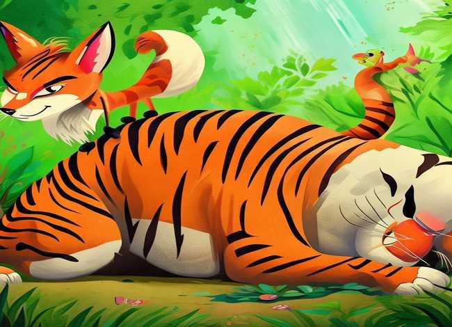 关于狐假虎威的儿童画，关于狐假虎威的儿童画图片