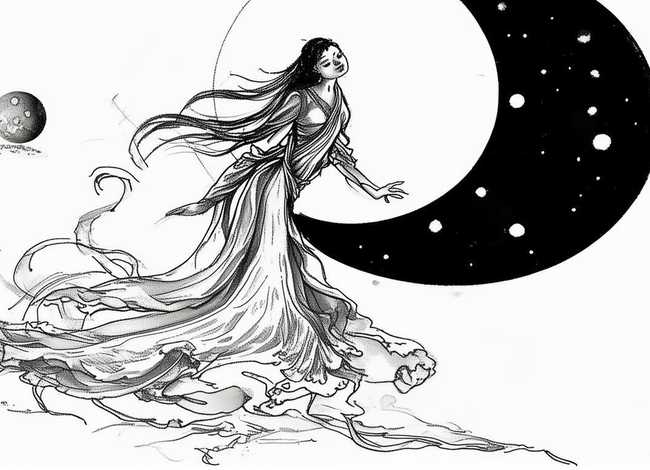 嫦娥奔月的故事 简笔画；嫦娥奔月的故事 简笔画怎么画