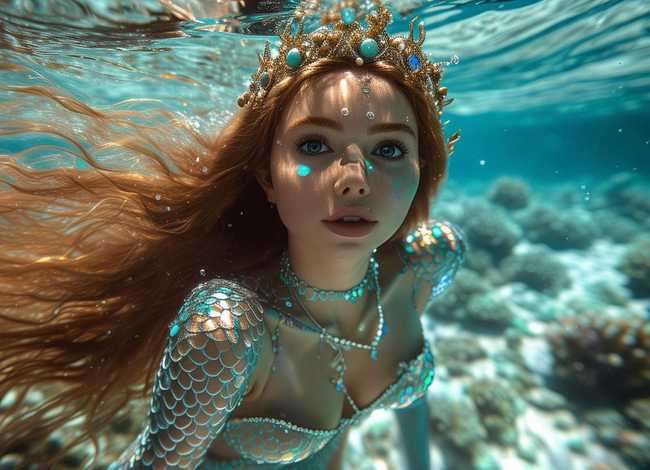 海底美人鱼图片；海底美人鱼图片高清