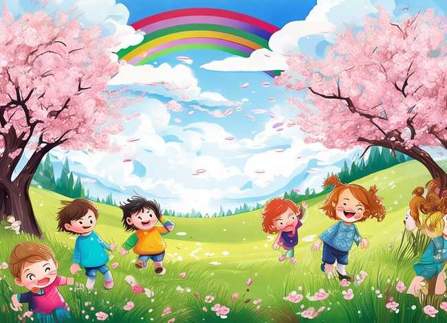春天的故事儿童画，春天的故事幼儿画