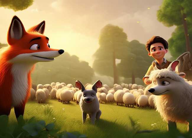 儿童故事狐狸和牧羊人、狐狸和牧羊犬的故事动画片