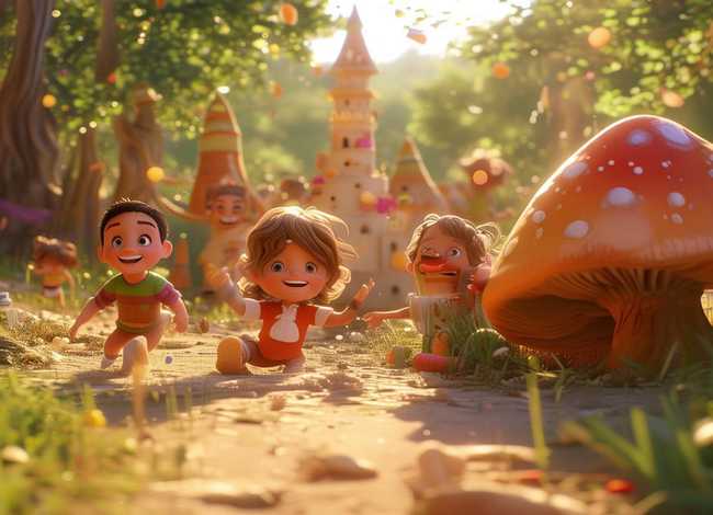 故事中的儿童有的顽皮可爱 - 小朋友们这个故事有趣吗