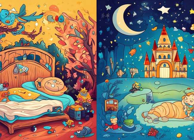 儿童睡前故事四格画；睡前故事绘画版