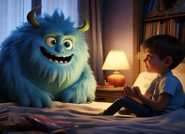 儿童妖怪故事睡前故事、睡前故事妖怪和男孩