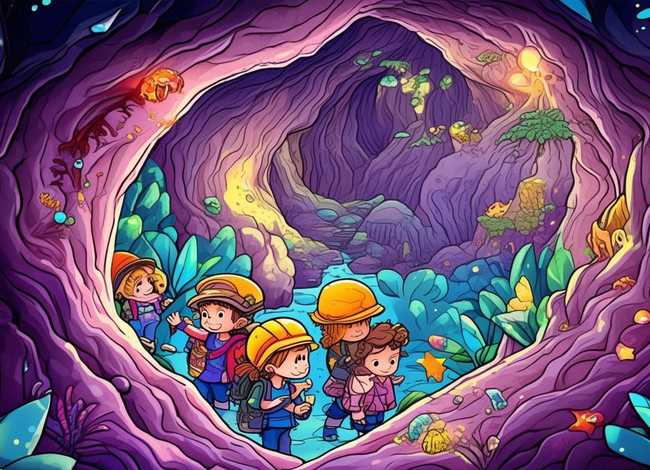 儿童山洞冒险故事 山洞探险儿童画