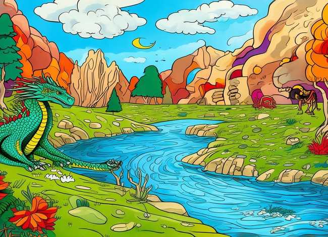 神话故事儿童画模板、神话故事模板简笔画