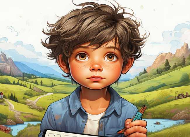 乡村儿童绘画，乡村儿童绘画大学生板绘