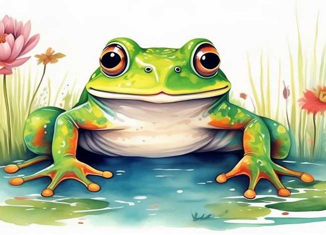 小青蛙儿童画 - 小青蛙儿童画水彩