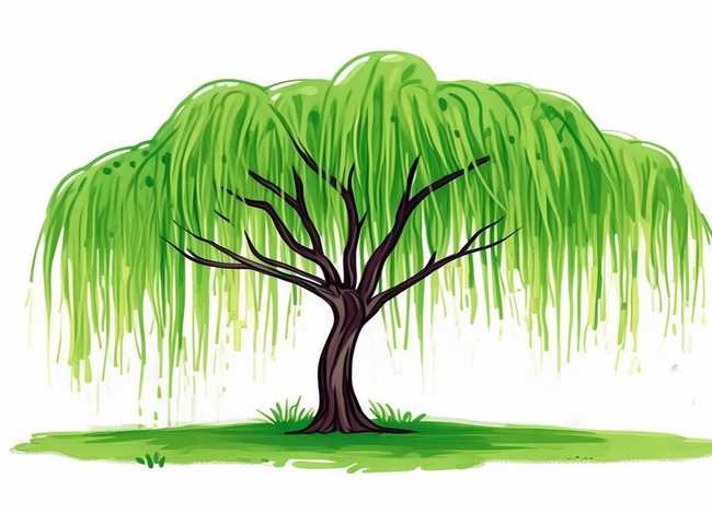 柳树的儿童画 儿童画柳树的简单方法 柳树的儿童画 儿童画柳树的简单方法