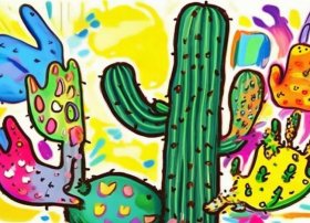 仙人掌儿童画 手形添画儿童简笔画 手形添画儿童画报