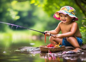 儿童挖蚯蚓的视频，儿童钓鱼怎么上鱼饵