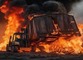 叉车的故事文字版；叉车叉不动的火烧车