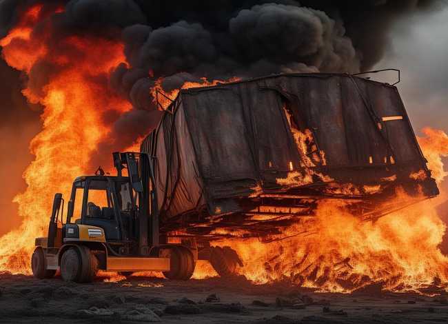 叉车的故事文字版；叉车叉不动的火烧车