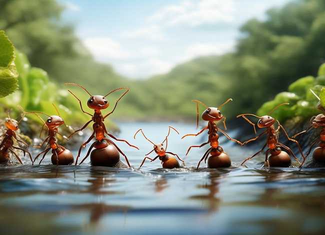 蚂蚁过河故事完整版；三年级看图作文200字-蚂蚁过河