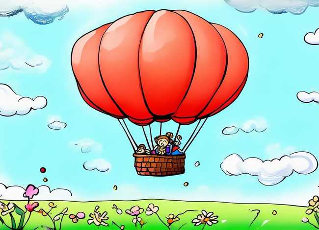 热气球儿童画简笔画，热气球简笔画