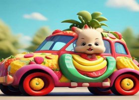 有趣的水果车教学视频（画一个可爱的小车子里面有一个小动物）