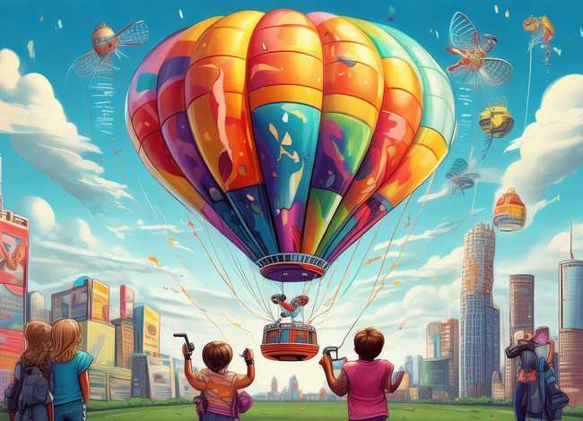 热气球图片儿童画简笔画 - 科技智能生活创意画(科技智能绘画)