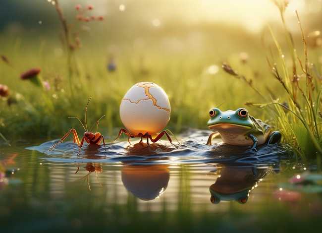蚂蚁过河的童话、用蚂蚁、蛋壳和青蛙写一篇童话